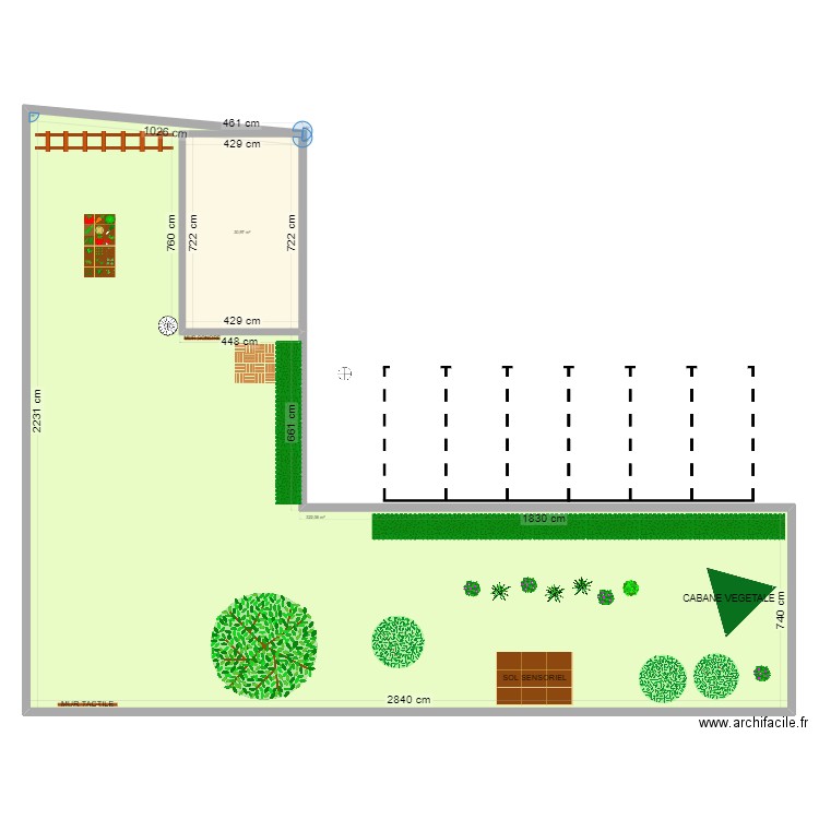 jardin sensoriel CAMSP. Plan de 2 pièces et 353 m2