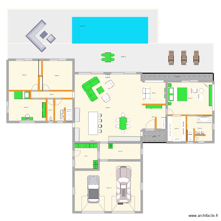 Maison_New_01. Plan de 19 pièces et 465 m2