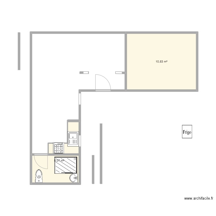 3xistant. Plan de 2 pièces et 16 m2