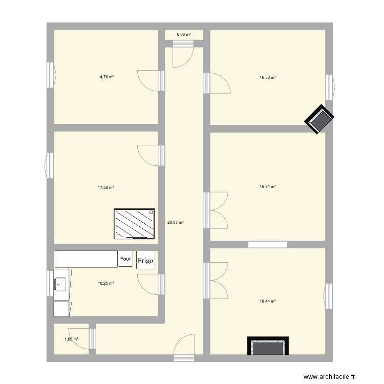 DENFERT. Plan de 9 pièces et 120 m2