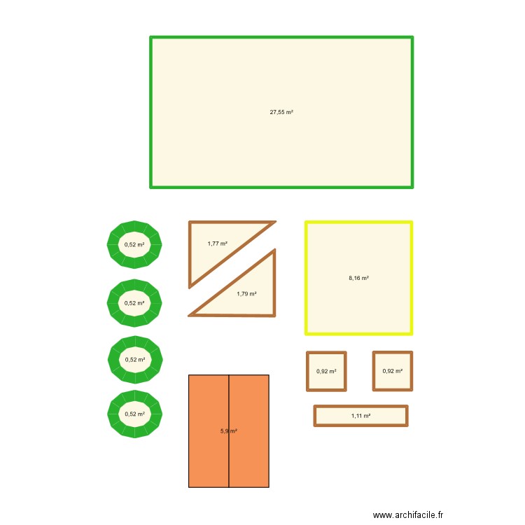 projet aménagement. Plan de 12 pièces et 50 m2