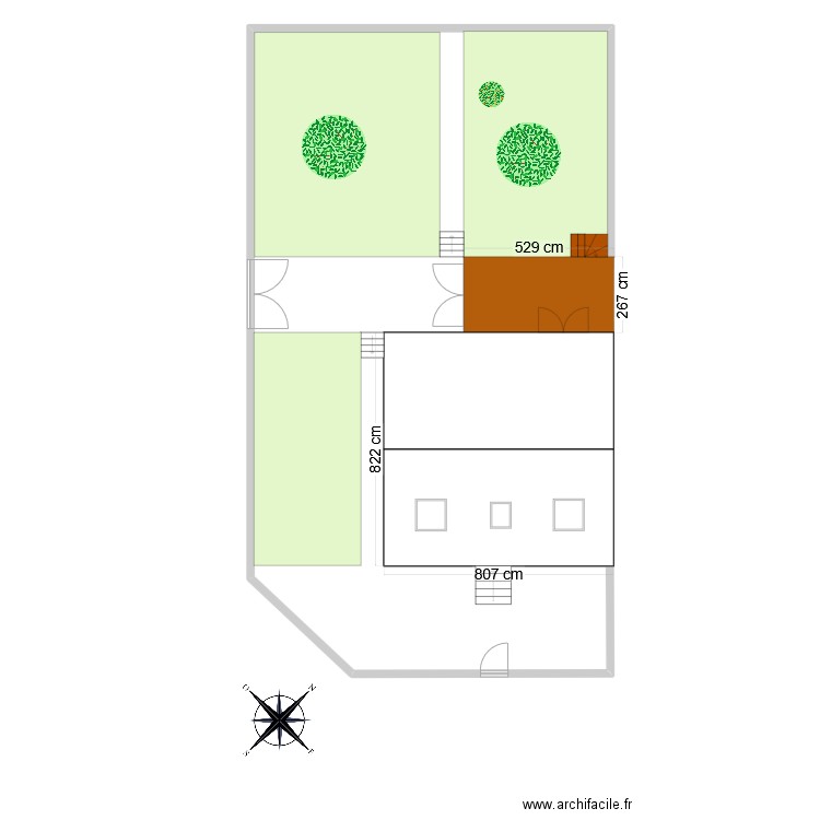 Plan de masse terrasse. Plan de 1 pièce et 59 m2