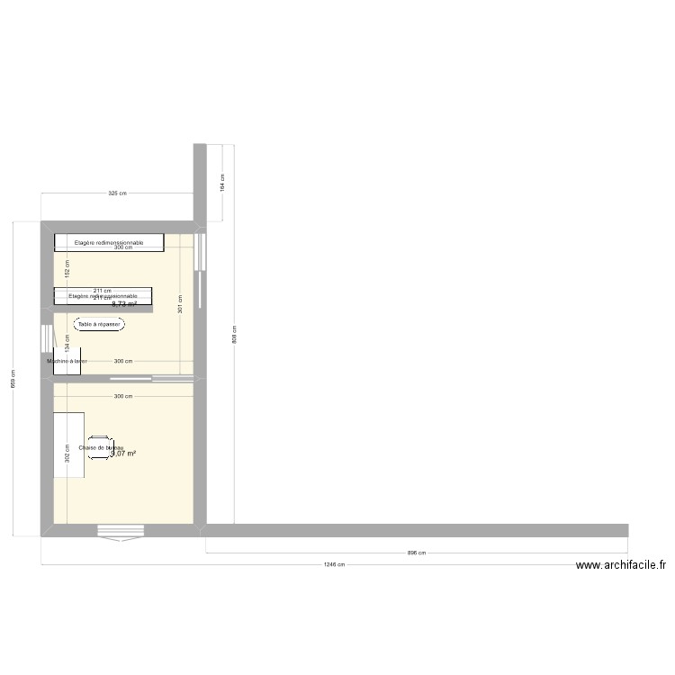 Extension2Pieces. Plan de 2 pièces et 18 m2