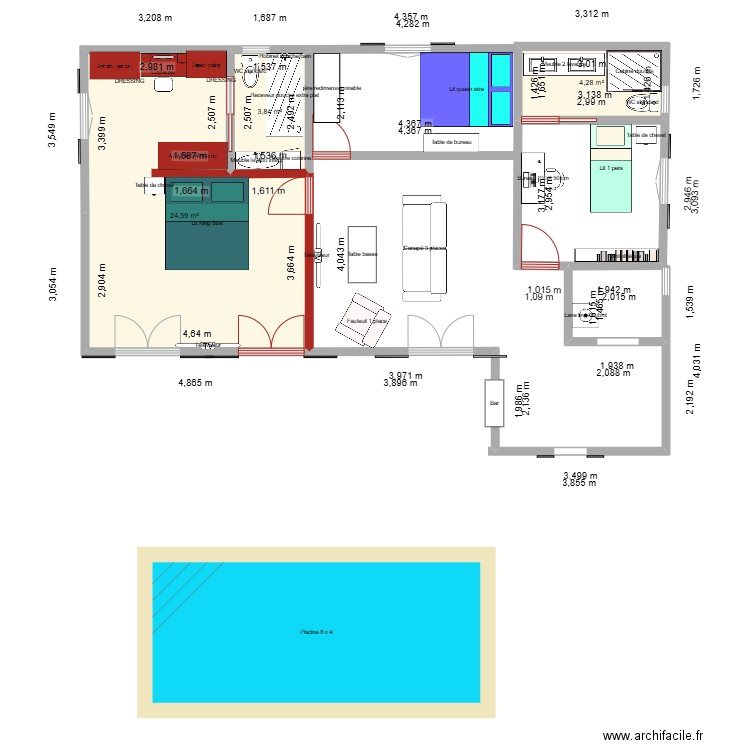 renov. Plan de 3 pièces et 33 m2