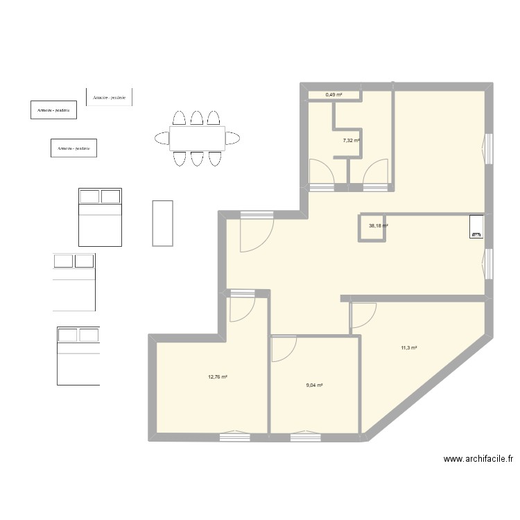 Panissod projet 1. Plan de 6 pièces et 79 m2