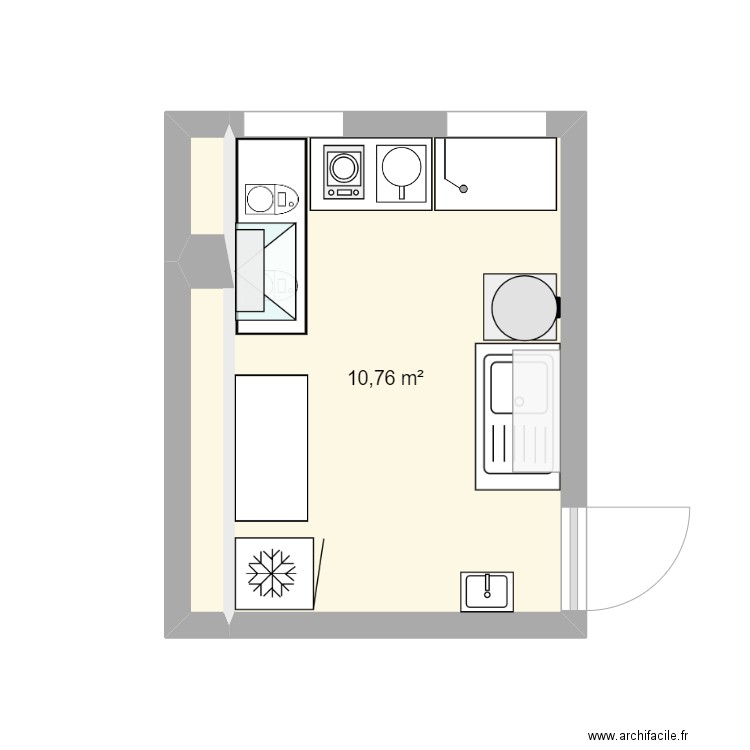 La cité3. Plan de 2 pièces et 11 m2