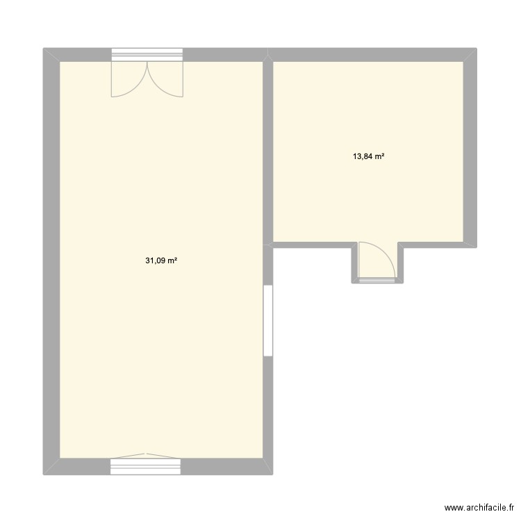 plan3. Plan de 2 pièces et 45 m2