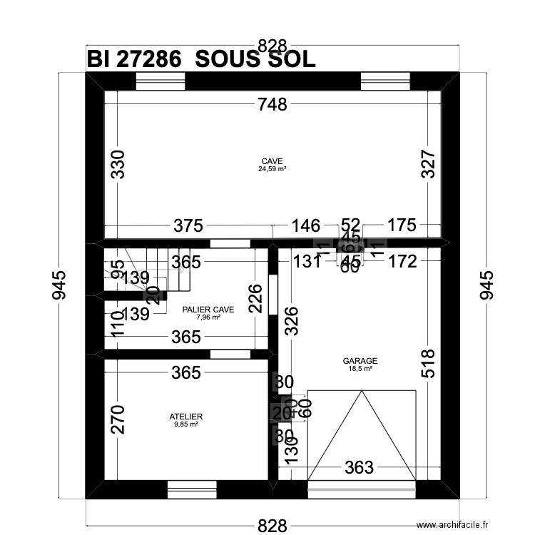 BI 27286. Plan de 28 pièces et 197 m2