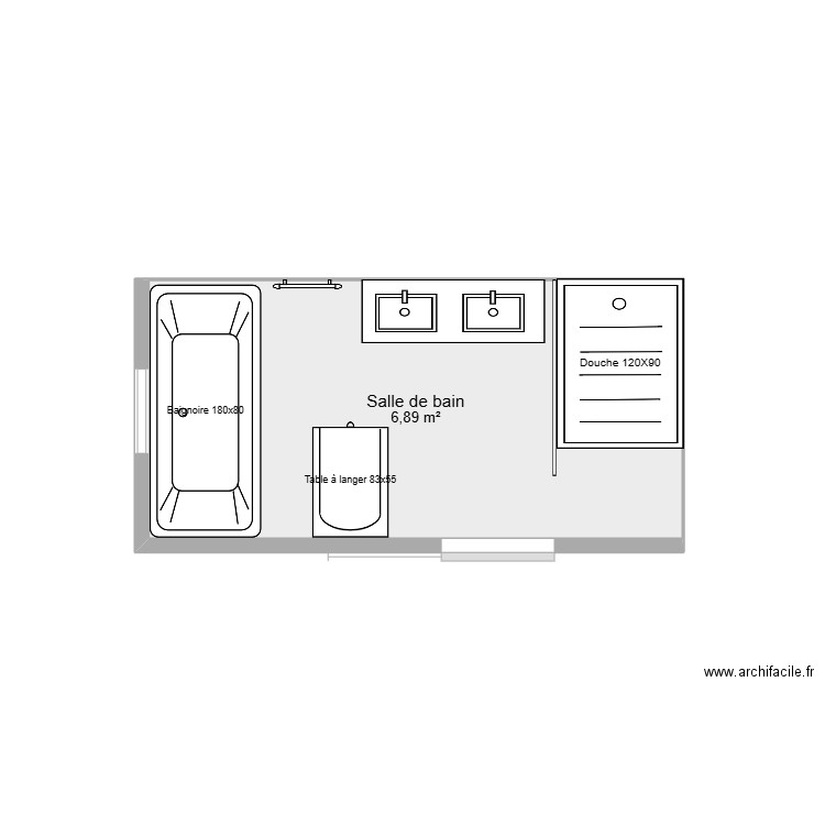 SALLE DE BAIN RDC. Plan de 1 pièce et 7 m2