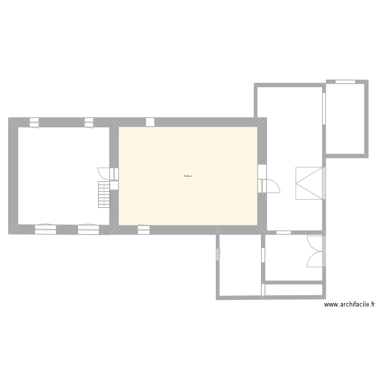 Ginestet 1 étage 1. Plan de 1 pièce et 77 m2