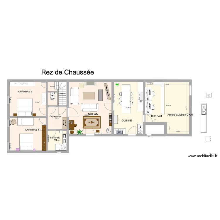 Aménagement CHAI janvier 2025. Plan de 10 pièces et 136 m2