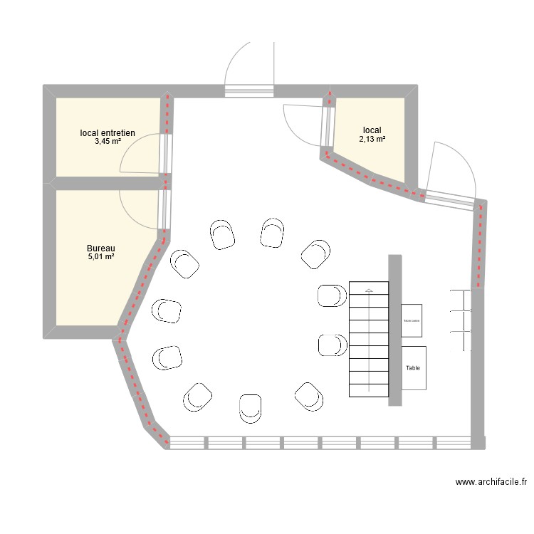 salle de sophro. Plan de 3 pièces et 11 m2