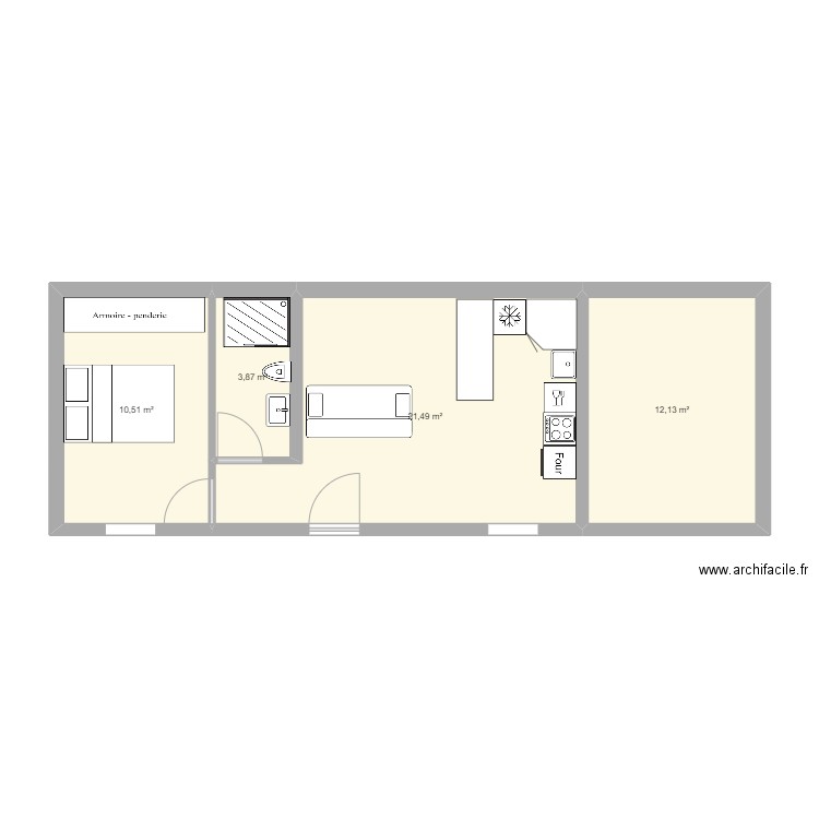 dépendance Domont1. Plan de 4 pièces et 48 m2