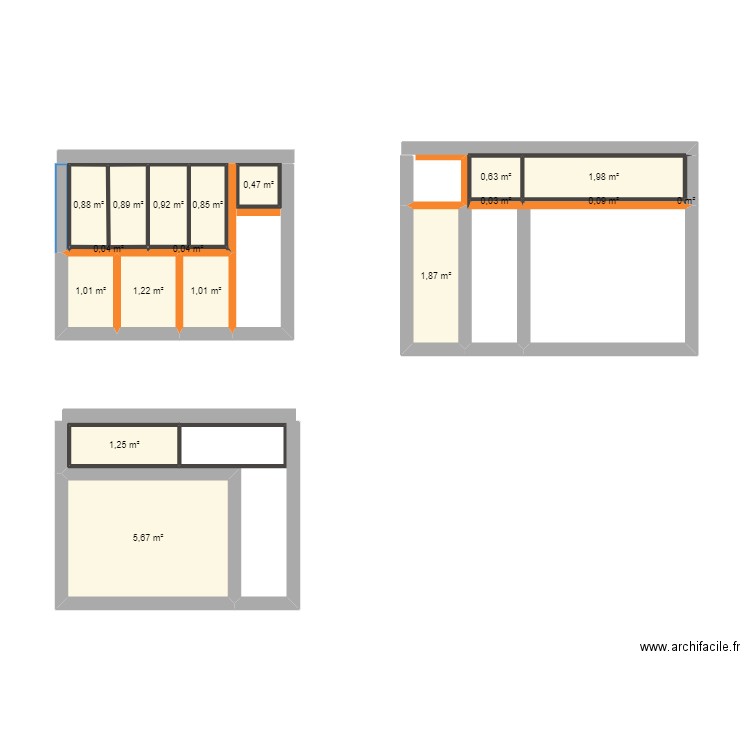 mur chambre. Plan de 18 pièces et 19 m2