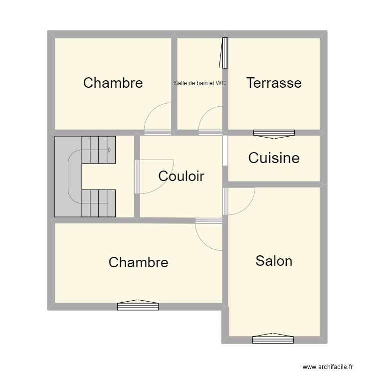 plan etage. Plan de 8 pièces et 59 m2