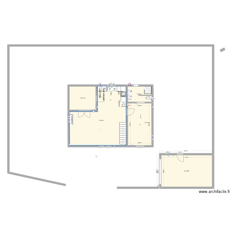 garagemaniron. Plan de 5 pièces et 89 m2