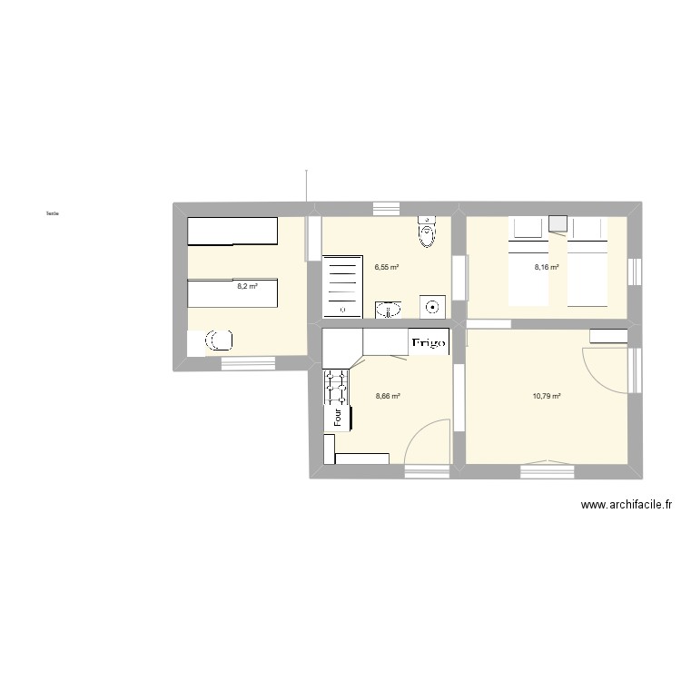 Idaho. Plan de 5 pièces et 42 m2