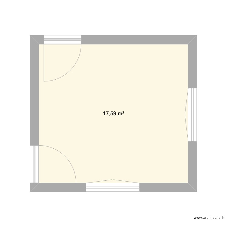 avant amenagement. Plan de 1 pièce et 18 m2