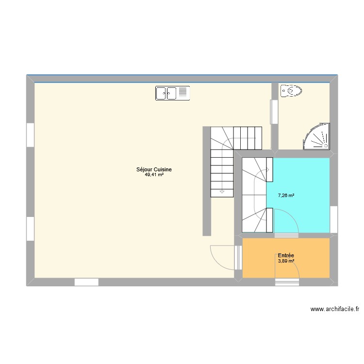 Test_MSA. Plan de 3 pièces et 61 m2