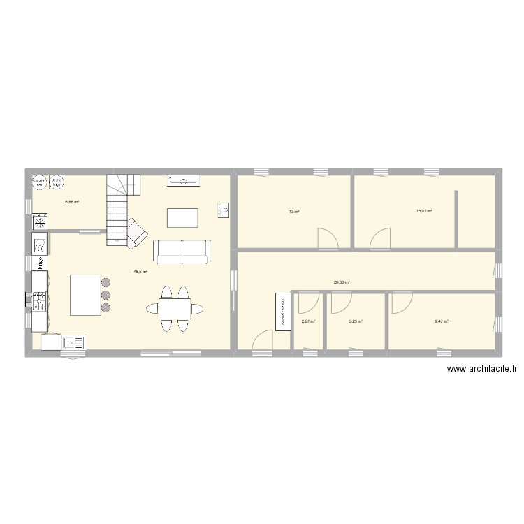 idée 1. Plan de 8 pièces et 120 m2