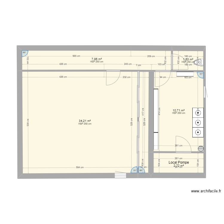 nouveau plan. Plan de 5 pièces et 57 m2