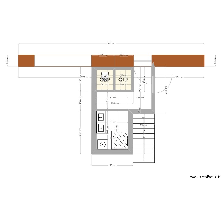 GRANGE 2. Plan de 2 pièces et 2 m2