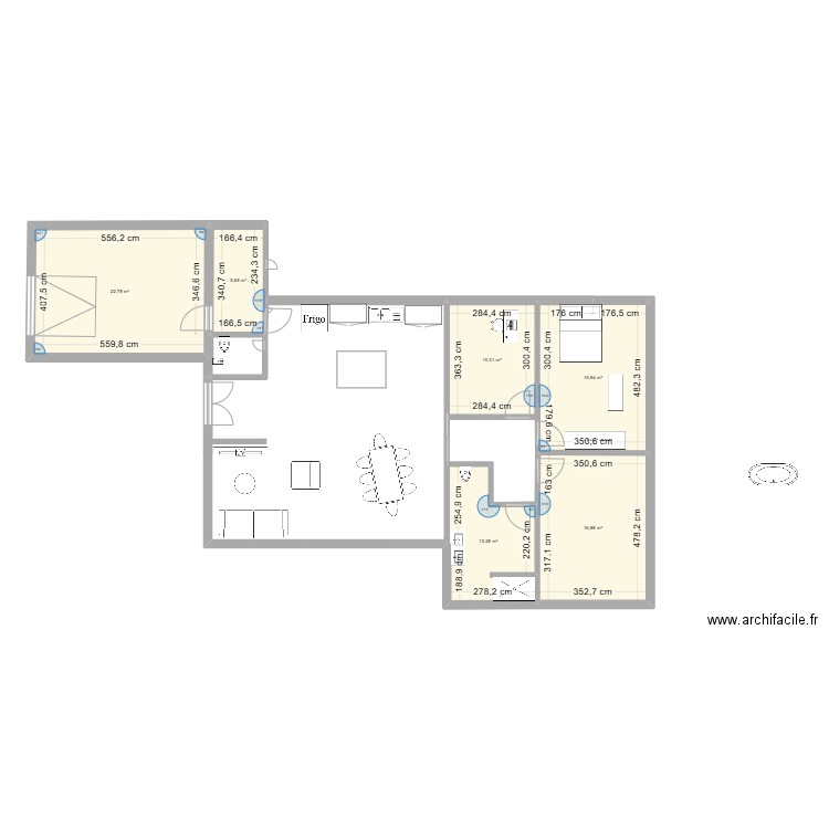 Plan1. Plan de 6 pièces et 83 m2