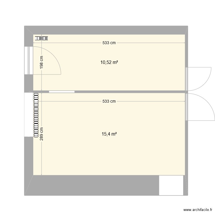 Salon_de_couleur_1. Plan de 2 pièces et 26 m2