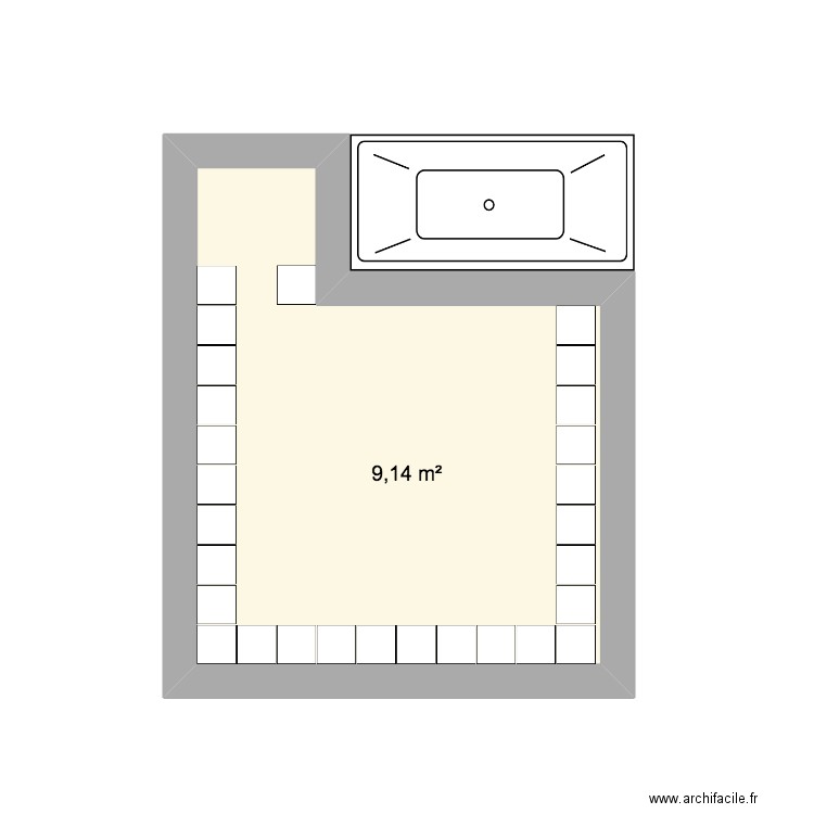 salle de bain 30x30. Plan de 1 pièce et 9 m2