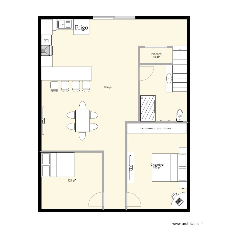 loft. Plan de 4 pièces et 88 m2