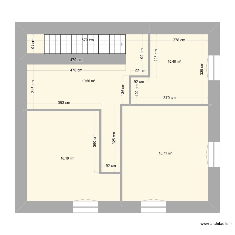 1er etage. Plan de 4 pièces et 59 m2