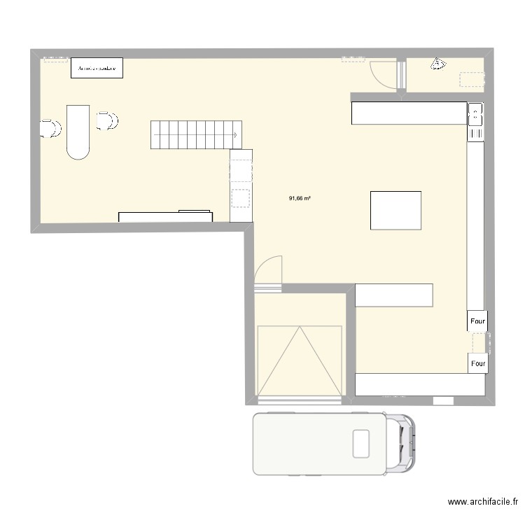 bonard local rive droite 1. Plan de 1 pièce et 92 m2