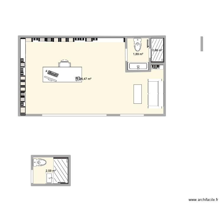 plan studio acacias. Plan de 4 pièces et 32 m2