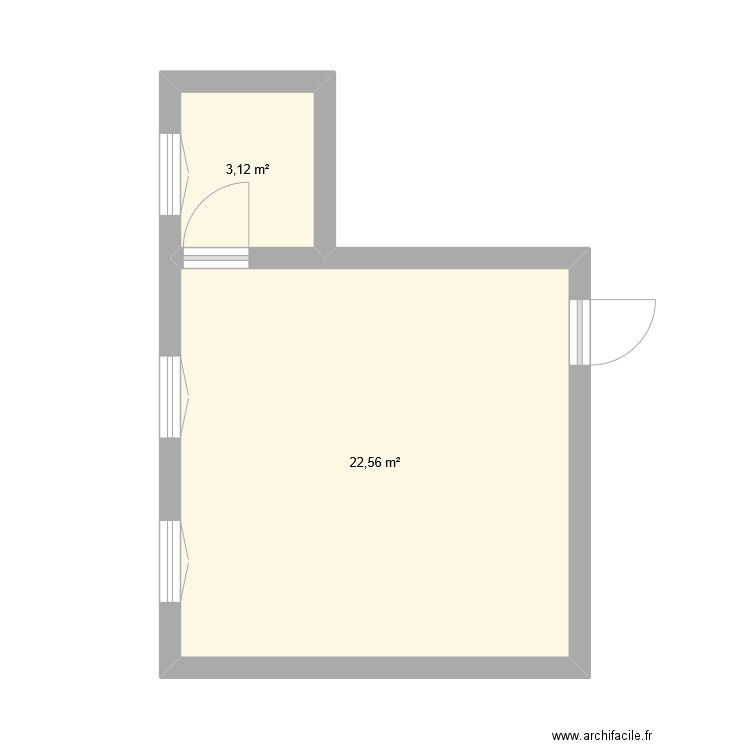 Projet QVCT. Plan de 2 pièces et 26 m2