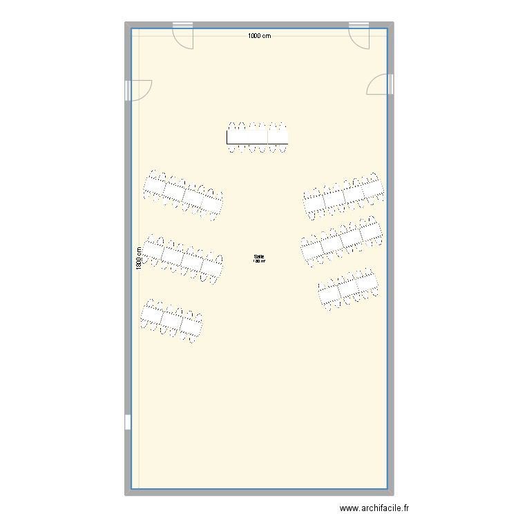 Salle de réception Mariage. Plan de 1 pièce et 180 m2