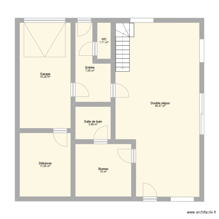 Maison RDC. Plan de 7 pièces et 98 m2