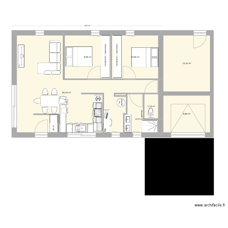 Anou 250125. Plan de 7 pièces et 88 m2