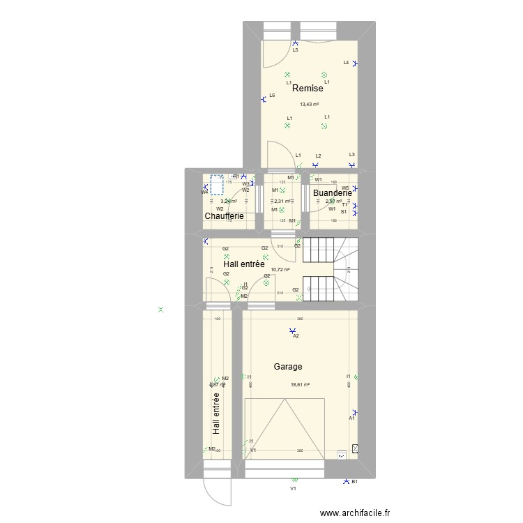 Plan Sommethonne electricite Niveau 0 biss. Plan de 7 pièces et 56 m2