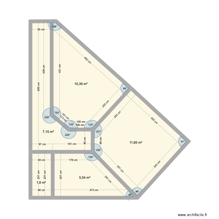 ARMANDE R+1. Plan de 5 pièces et 37 m2