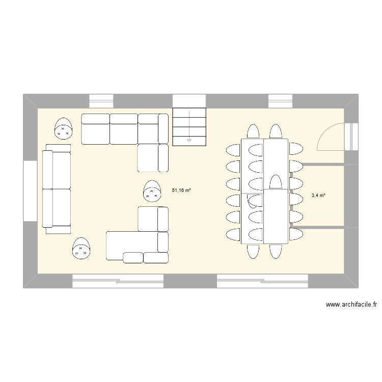 Plan séjour 3. Plan de 2 pièces et 55 m2