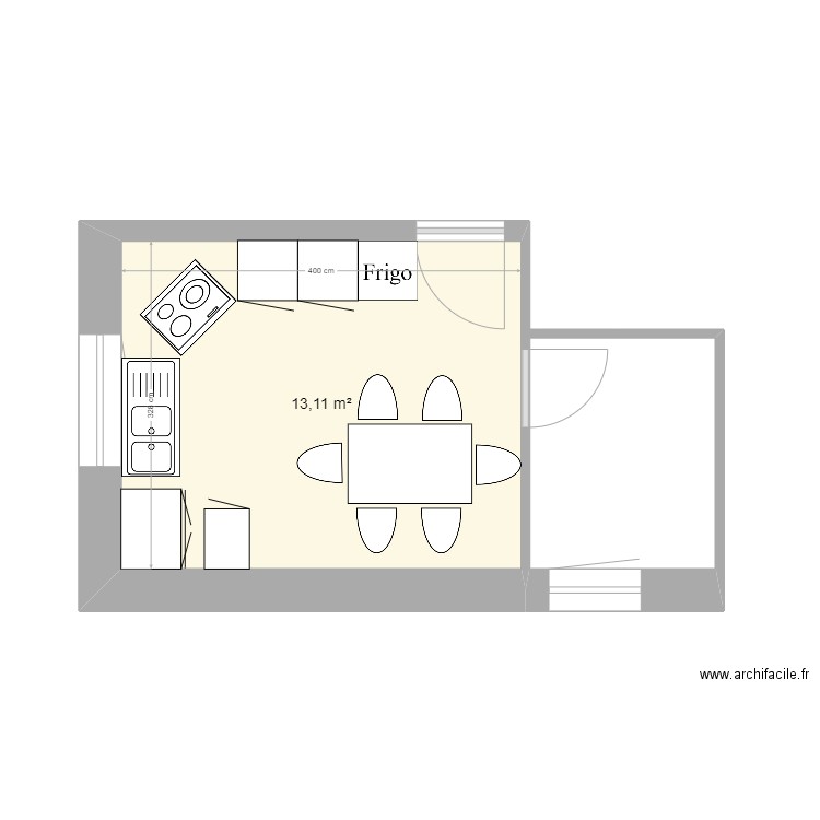 CUISINE ROUTE. Plan de 1 pièce et 13 m2