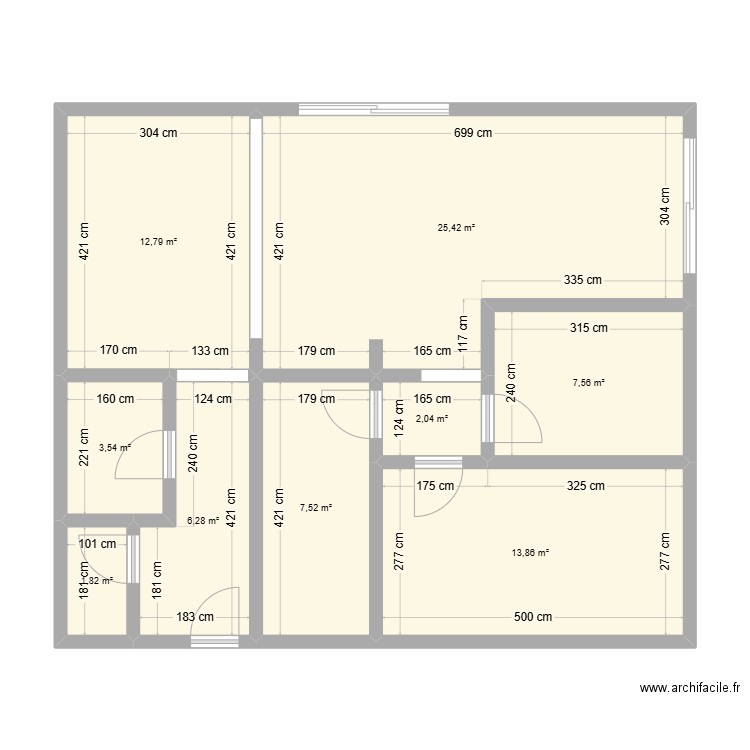 Plan Appartement Harre . Plan de 9 pièces et 81 m2