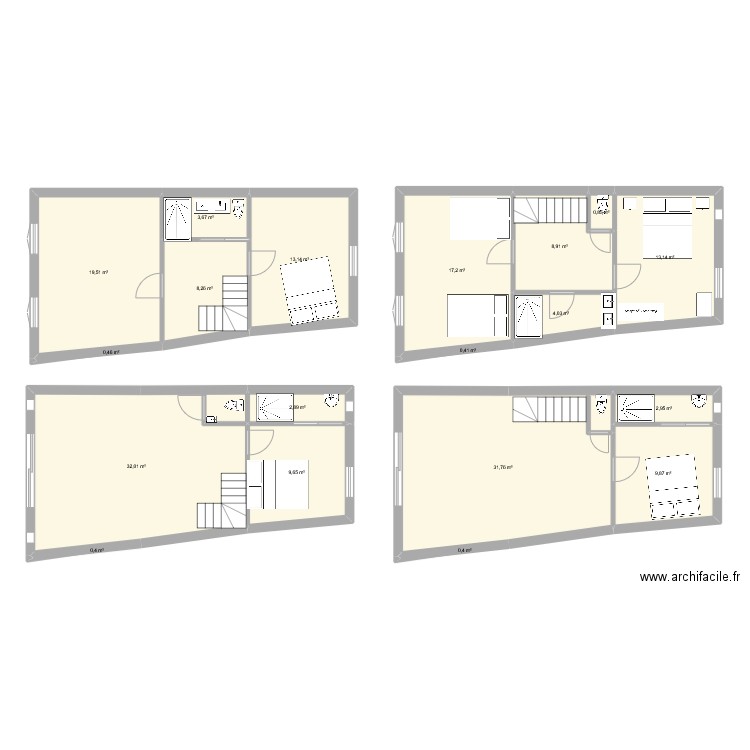 IO69. Plan de 19 pièces et 180 m2