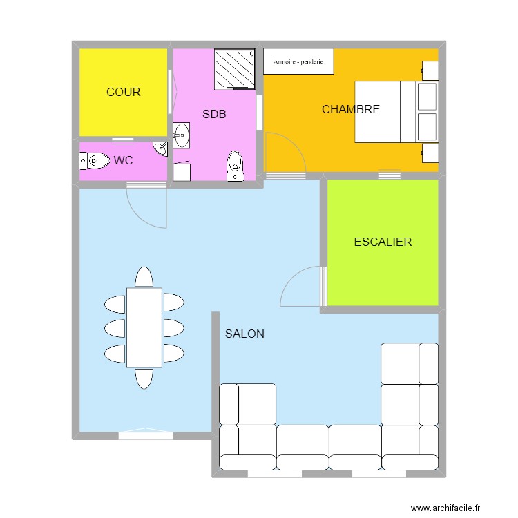 1ERE ETAGE. Plan de 6 pièces et 71 m2