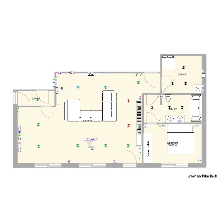 chatel v4. Plan de 5 pièces et 72 m2