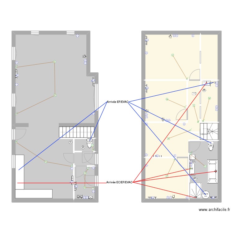 fbh. Plan de 11 pièces et 132 m2