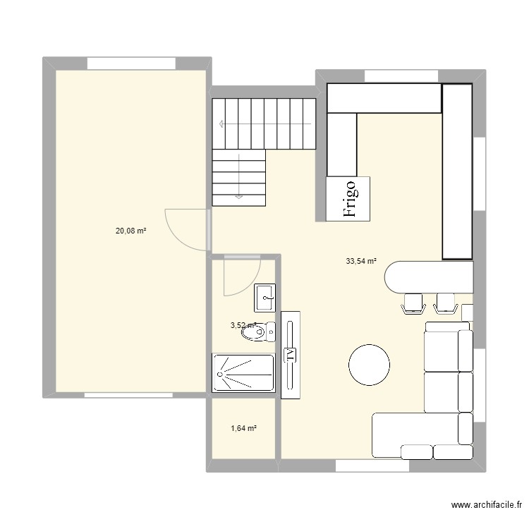 Cave Marjane . Plan de 4 pièces et 59 m2