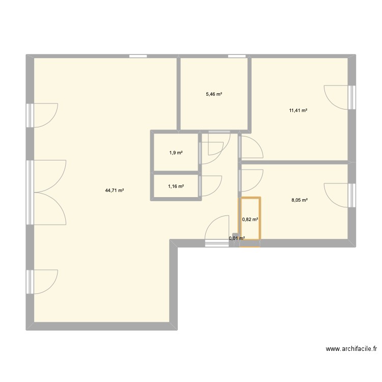 schumann. Plan de 8 pièces et 74 m2