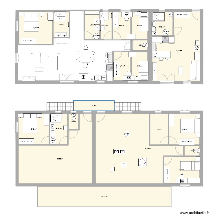 montailleur. Plan de 23 pièces et 247 m2