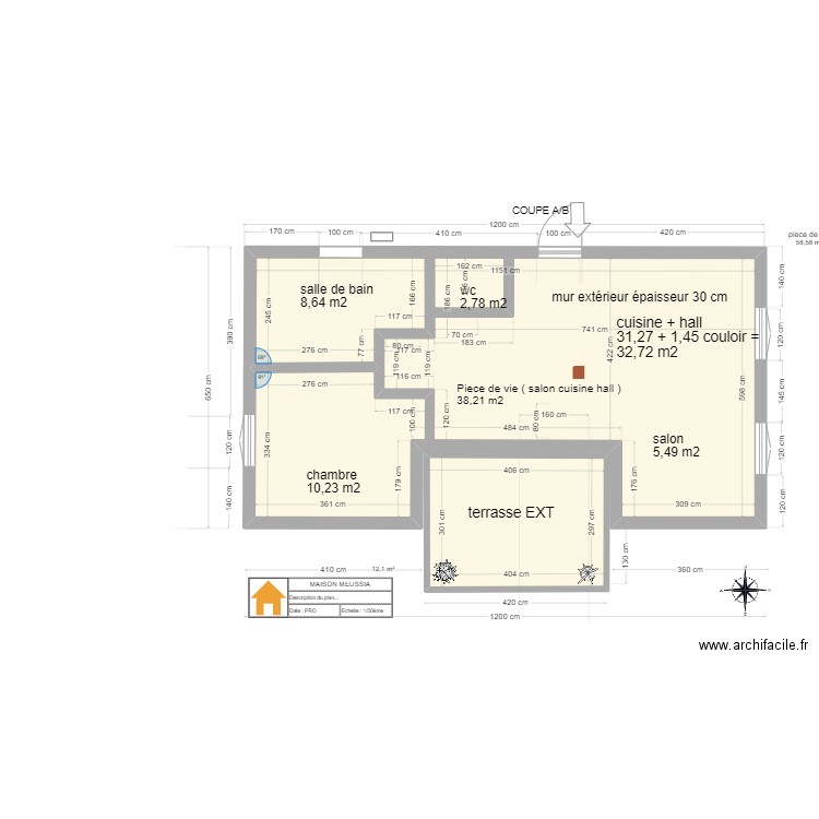 maison MEUSSIA.surface. Plan de 4 pièces et 134 m2